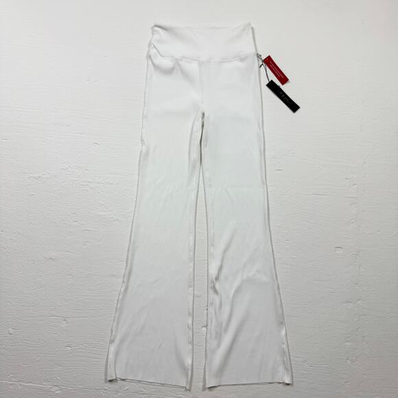 Carbon38 White Ribbed Flare Pants, Size Medium - Picture 1 of 4